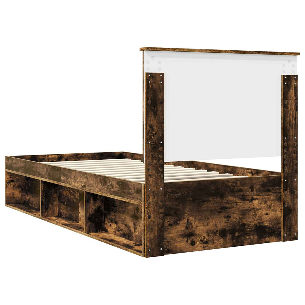 vidaXL Ramka łóżka Dąb wędzony 90 x 200 cm Lite drewno sosnowe
