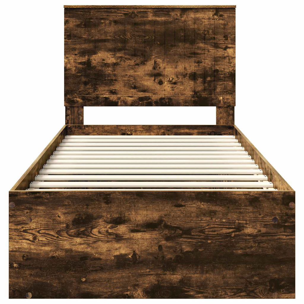 vidaXL Ramka łóżka Dąb wędzony 90 x 200 cm Lite drewno sosnowe
