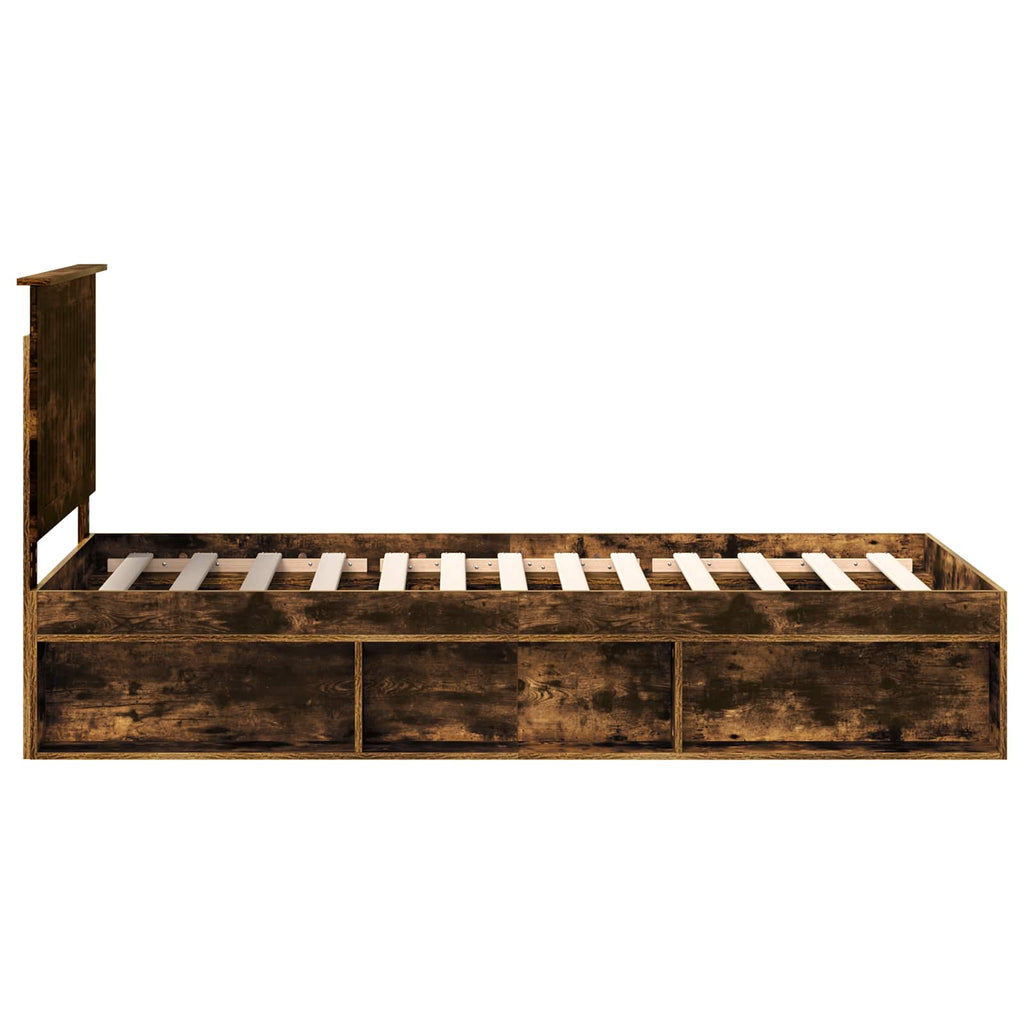 vidaXL Ramka łóżka Dąb wędzony 90 x 200 cm Lite drewno sosnowe