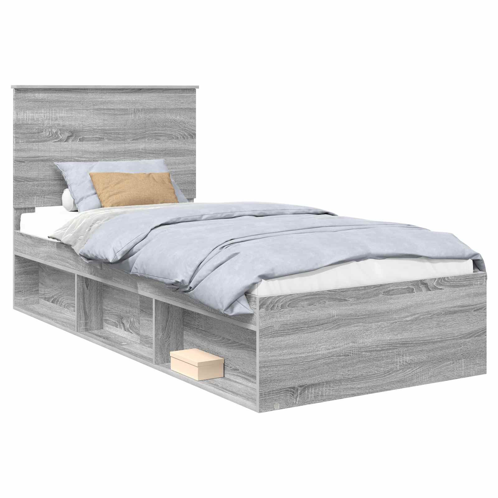 vidaXL Ramka łóżka Szary Sonoma 90 x 190 cm Lite drewno sosnowe