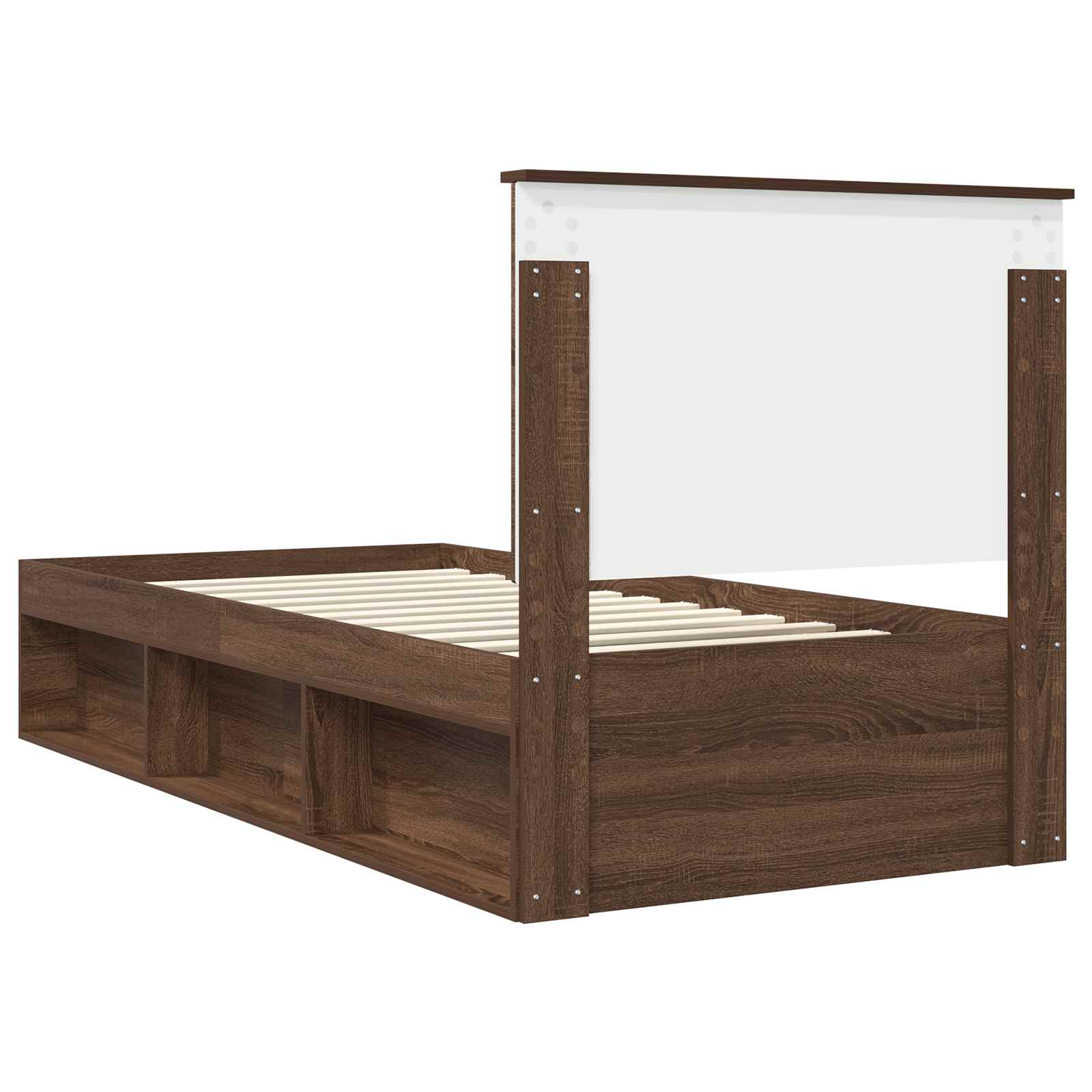 vidaXL Ramka łóżka Brązowy dąb 90 x 200 cm Lite drewno sosnowe