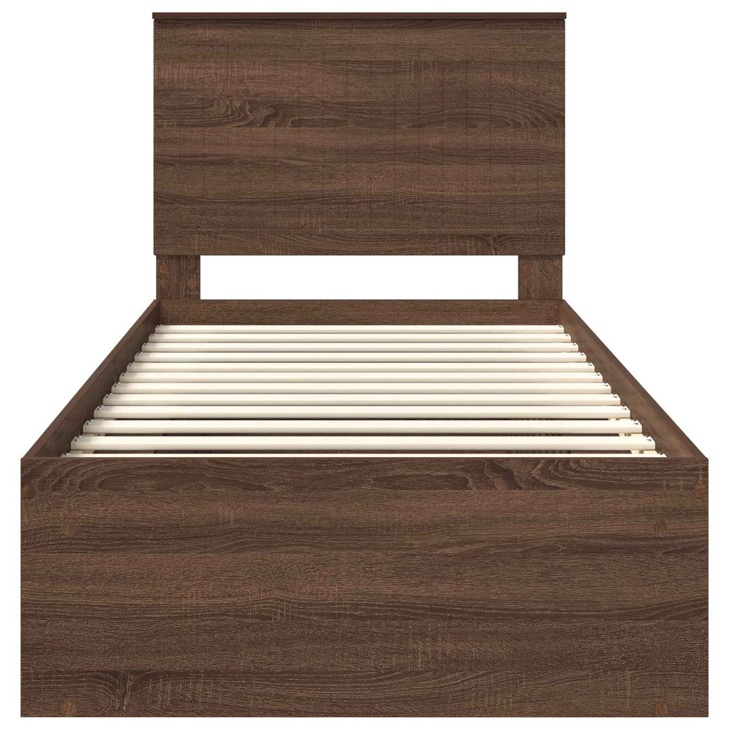 vidaXL Ramka łóżka Brązowy dąb 90 x 200 cm Lite drewno sosnowe