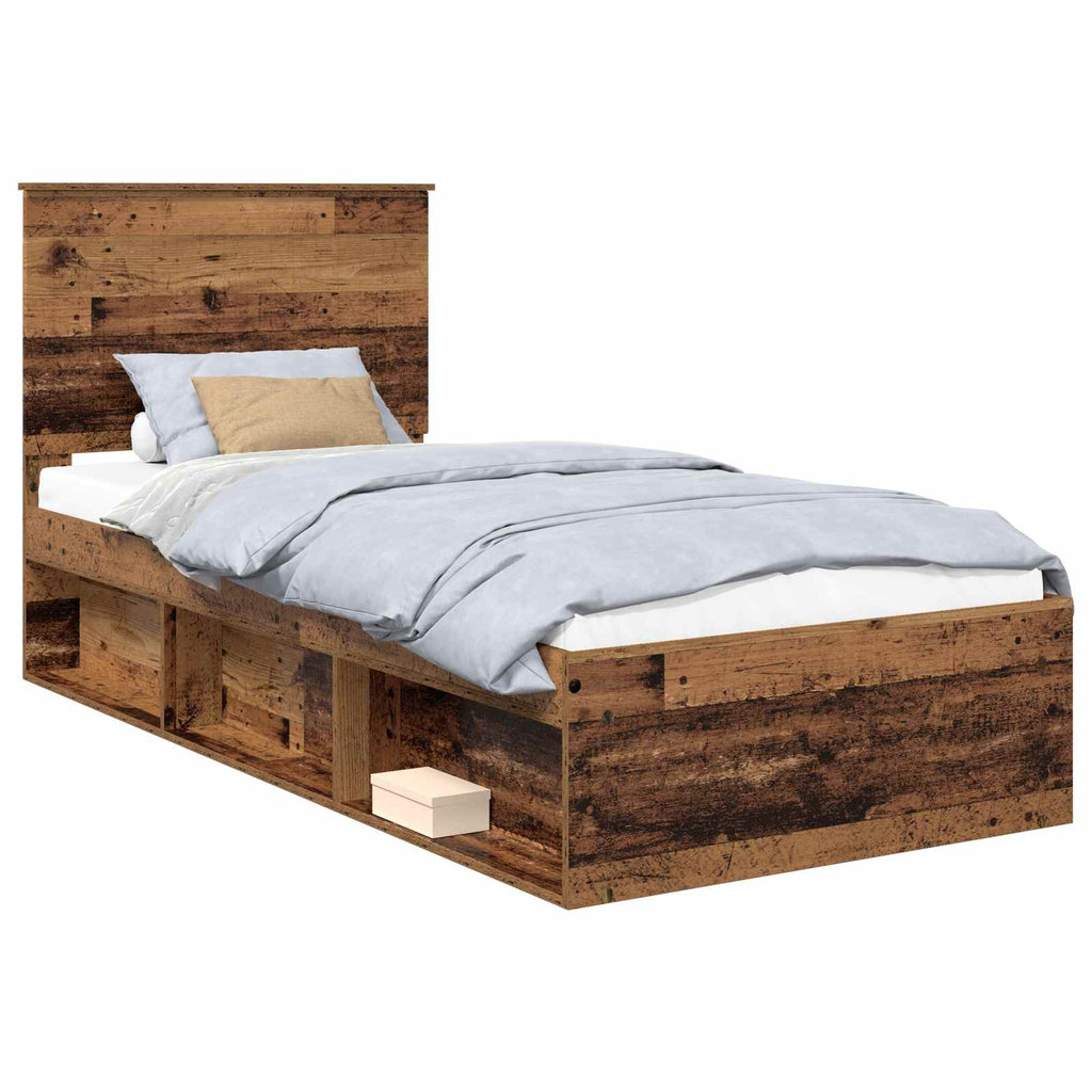 vidaXL Ramka łóżka Stare drewno 90 x 200 cm Lite drewno sosnowe