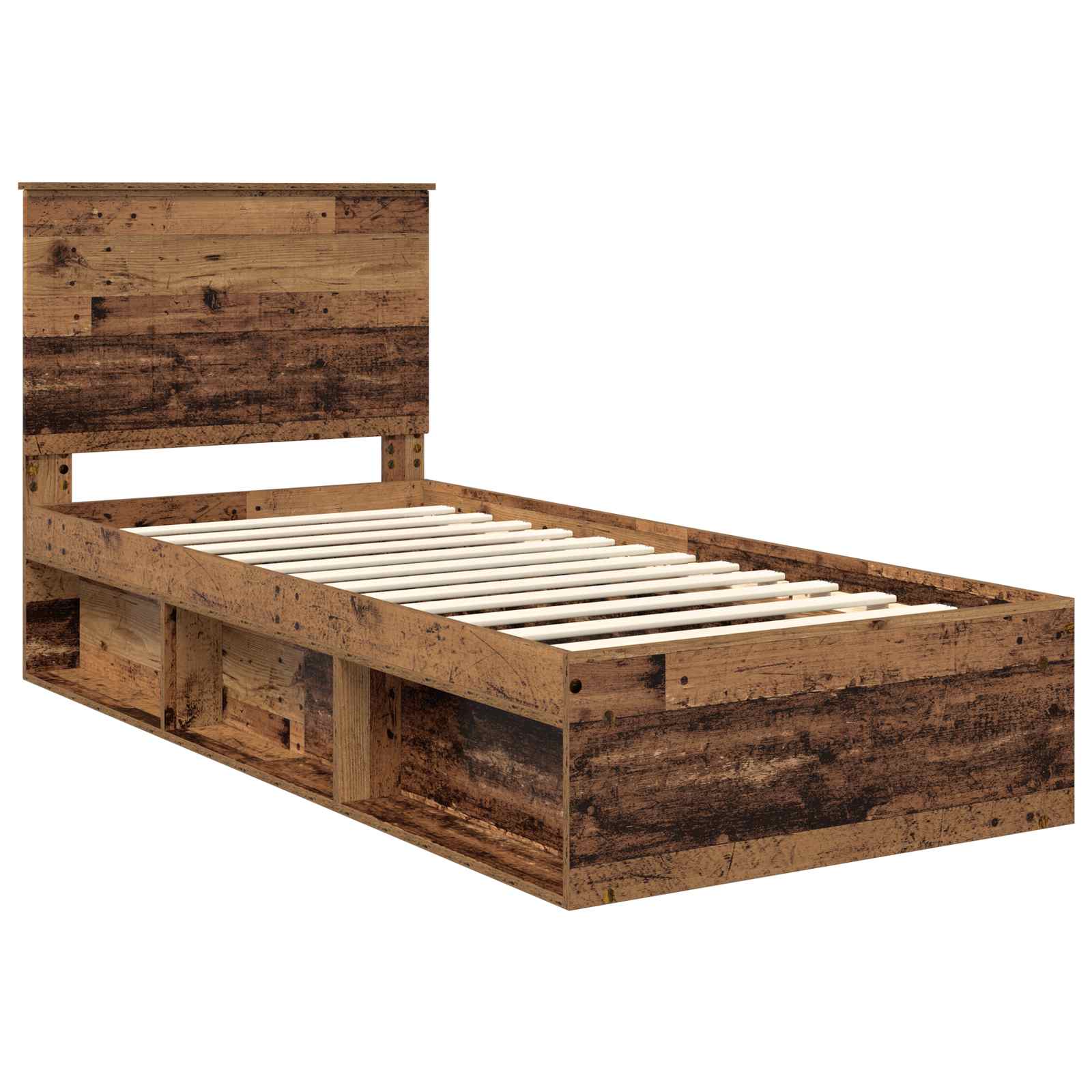 vidaXL Ramka łóżka Stare drewno 90 x 200 cm Lite drewno sosnowe