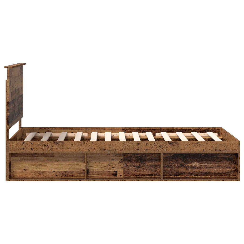 vidaXL Ramka łóżka Stare drewno 90 x 200 cm Lite drewno sosnowe