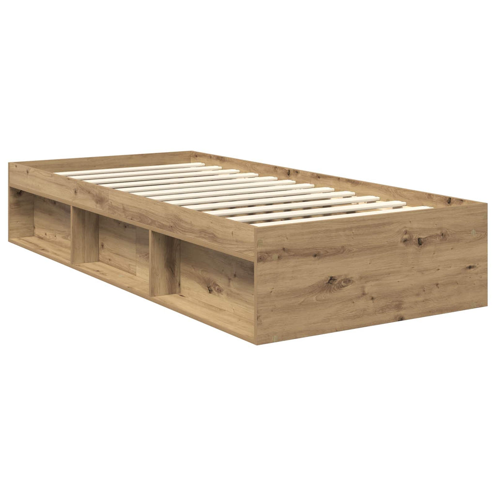 vidaXL Ramka łóżka Dąb rzemieślniczy 90 x 200 cm Lite drewno sosnowe