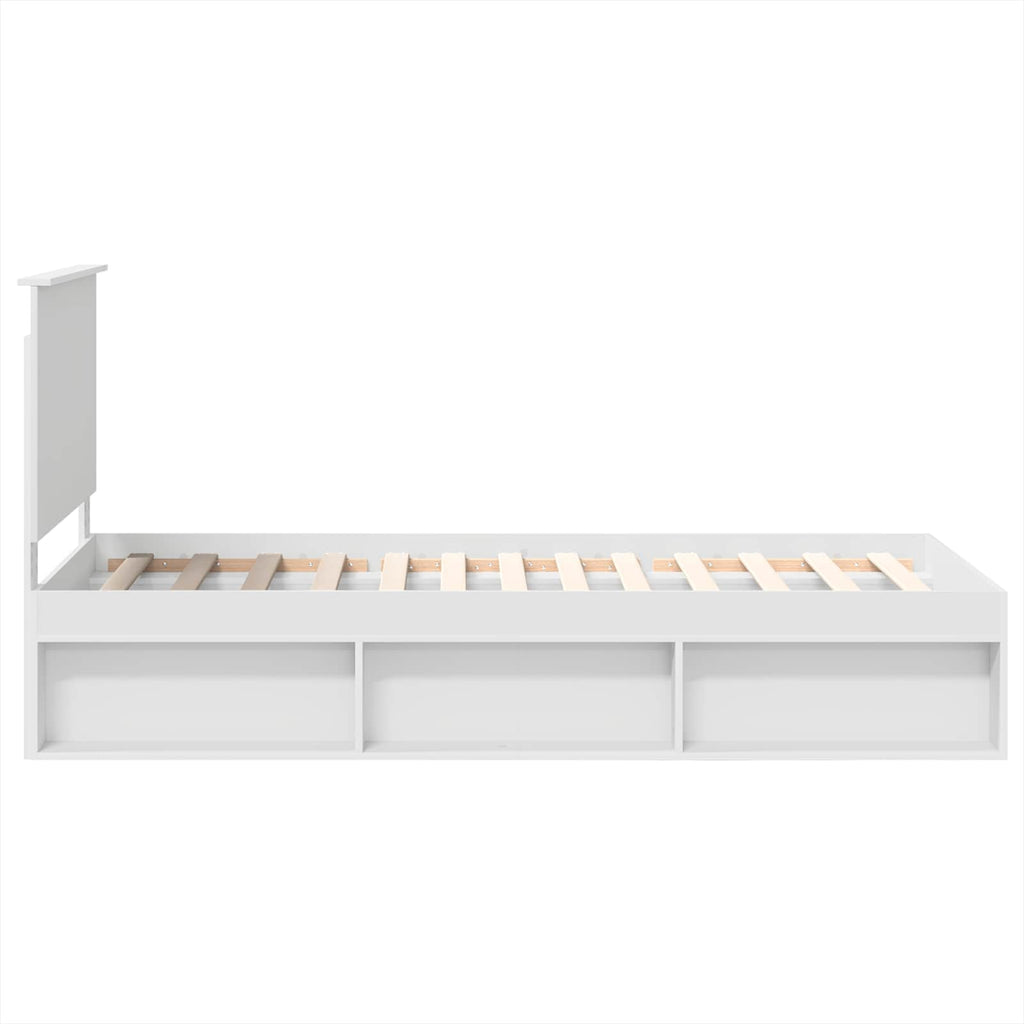vidaXL Ramka łóżka Z zagłówkiem Biały 90 x 190 cm Lite drewno sosnowe