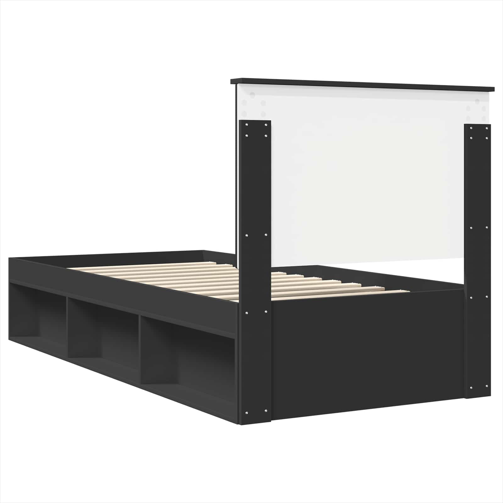 vidaXL Ramka łóżka Z zagłówkiem Czarny 90 x 190 cm Lite drewno sosnowe