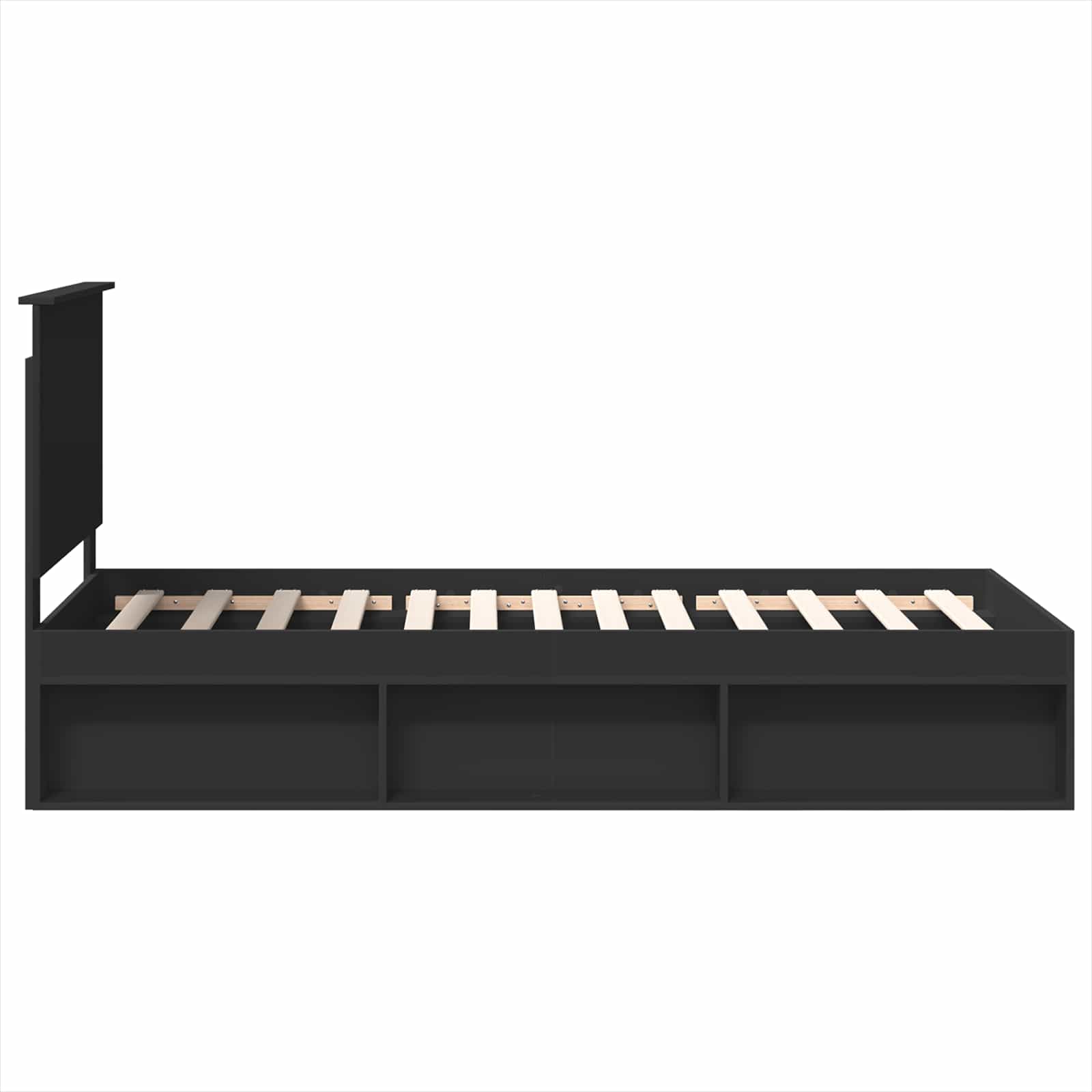 vidaXL Ramka łóżka Z zagłówkiem Czarny 90 x 190 cm Lite drewno sosnowe