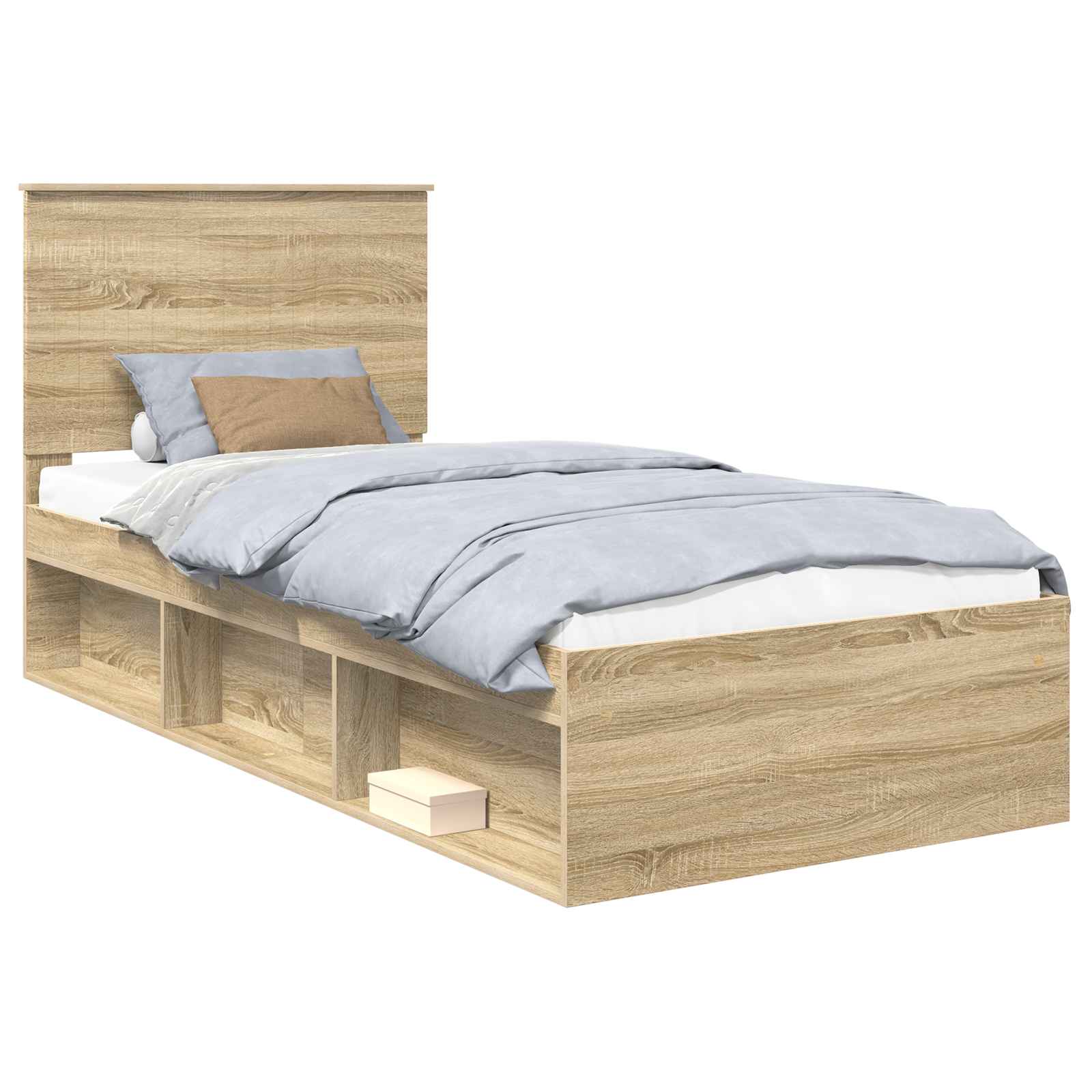 vidaXL Ramka łóżka Z zagłówkiem Sonoma 90 x 190 cm Lite drewno sosnowe