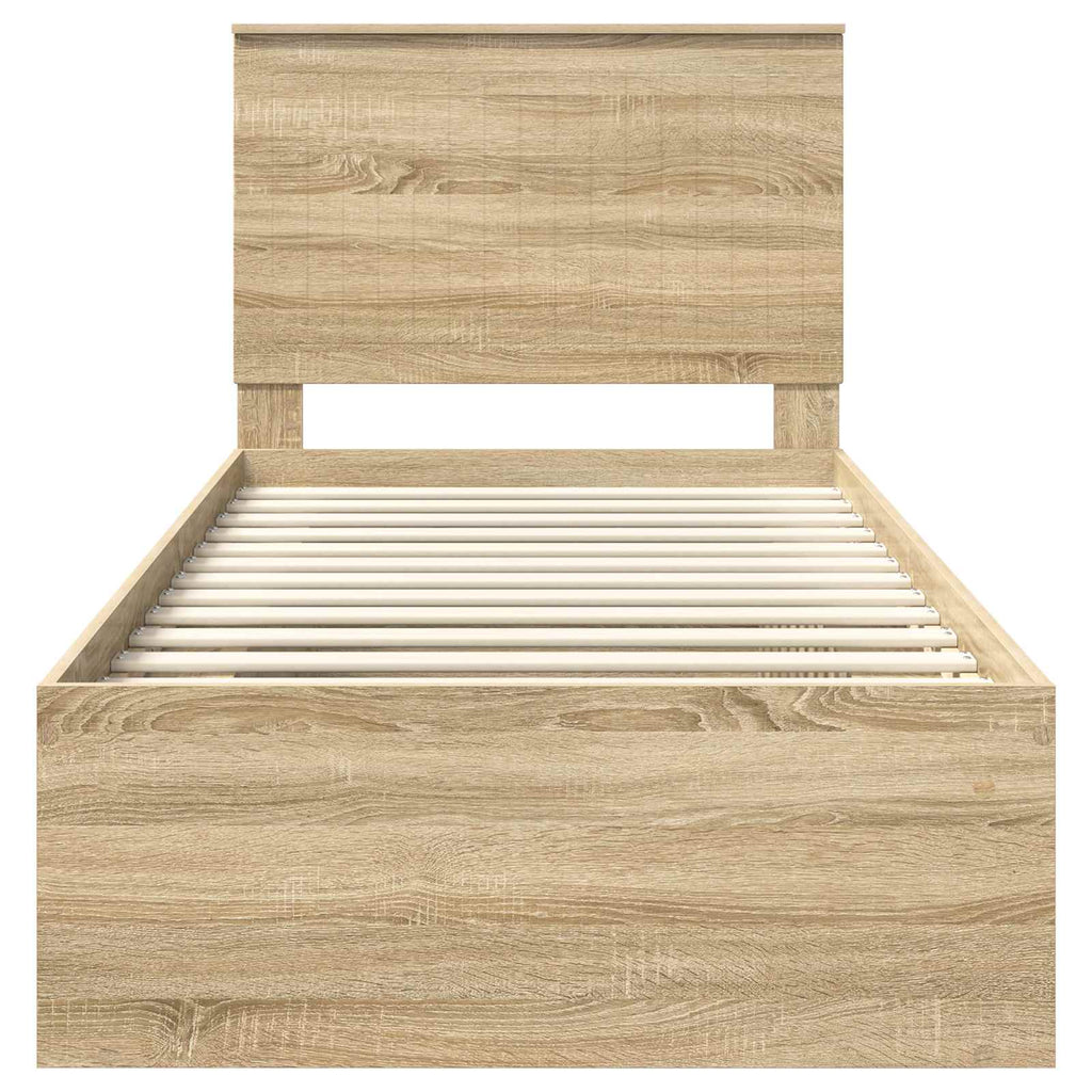 vidaXL Ramka łóżka Z zagłówkiem Sonoma 90 x 190 cm Lite drewno sosnowe