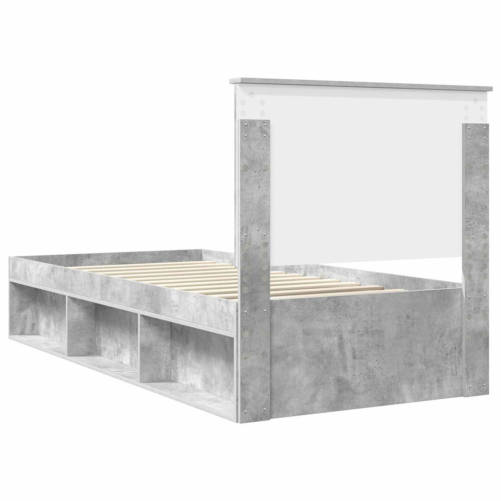 vidaXL Ramka łóżka Szary beton 90 x 190 cm Lite drewno sosnowe