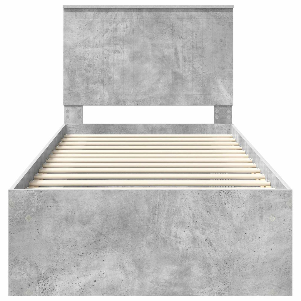 vidaXL Ramka łóżka Szary beton 90 x 190 cm Lite drewno sosnowe