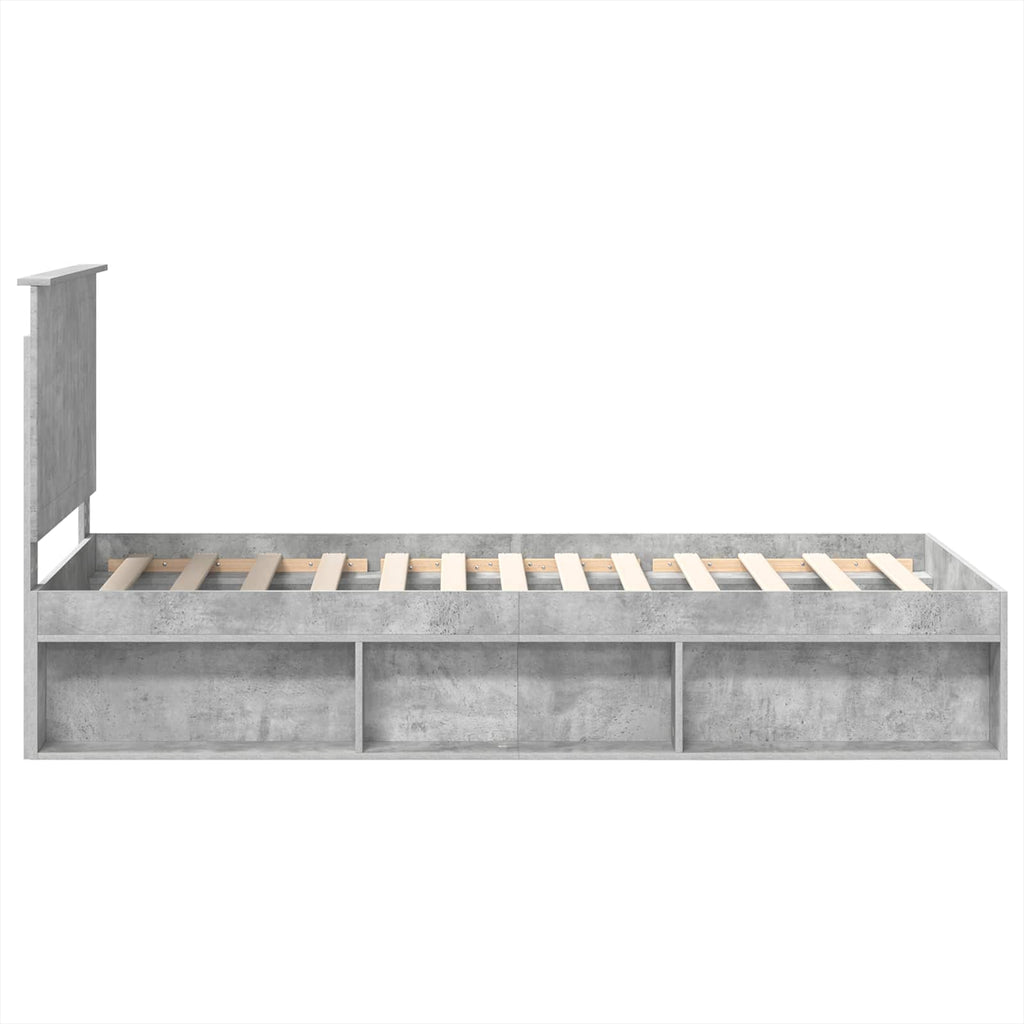 vidaXL Ramka łóżka Szary beton 90 x 190 cm Lite drewno sosnowe