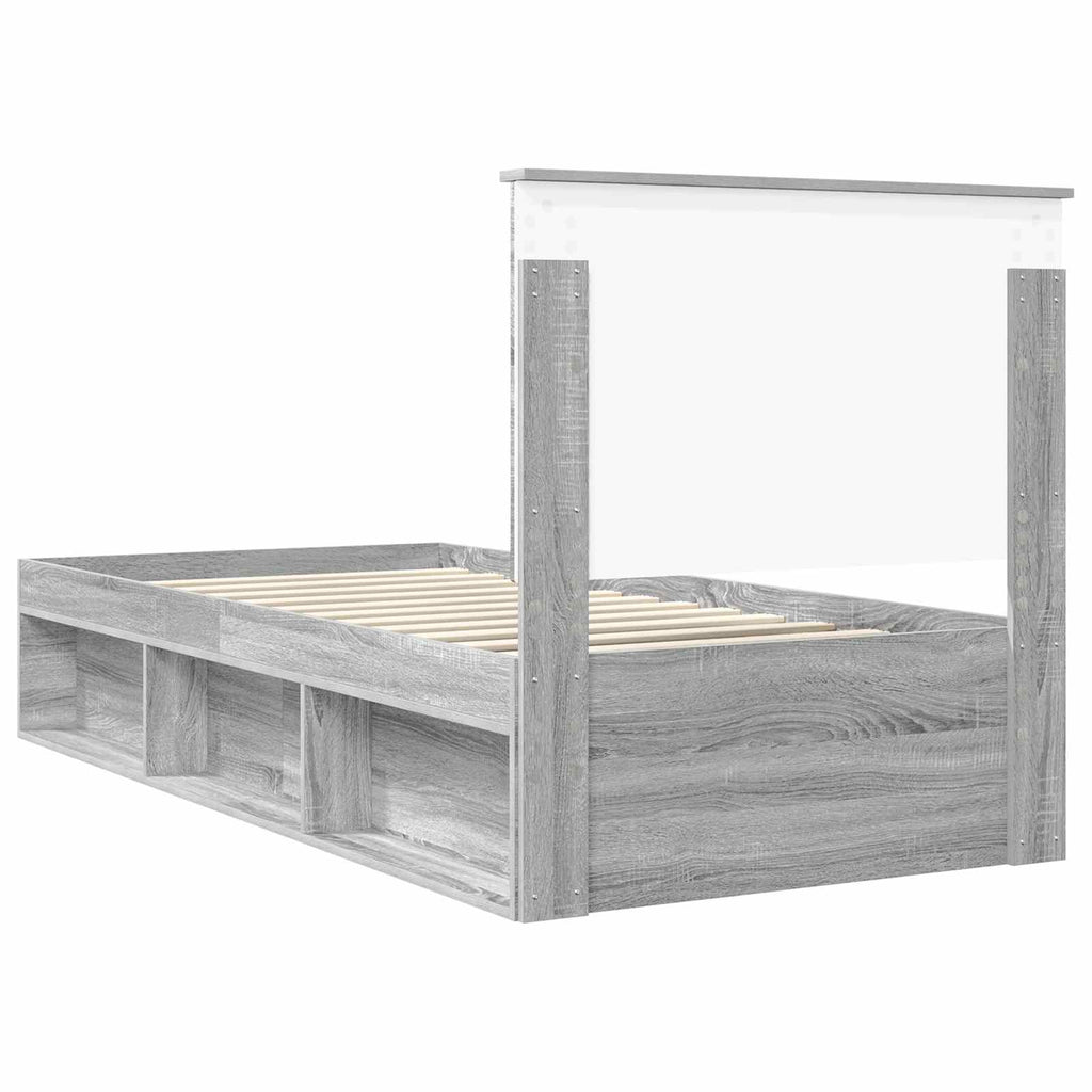 vidaXL Ramka łóżka Szary Sonoma 90 x 190 cm Lite drewno sosnowe