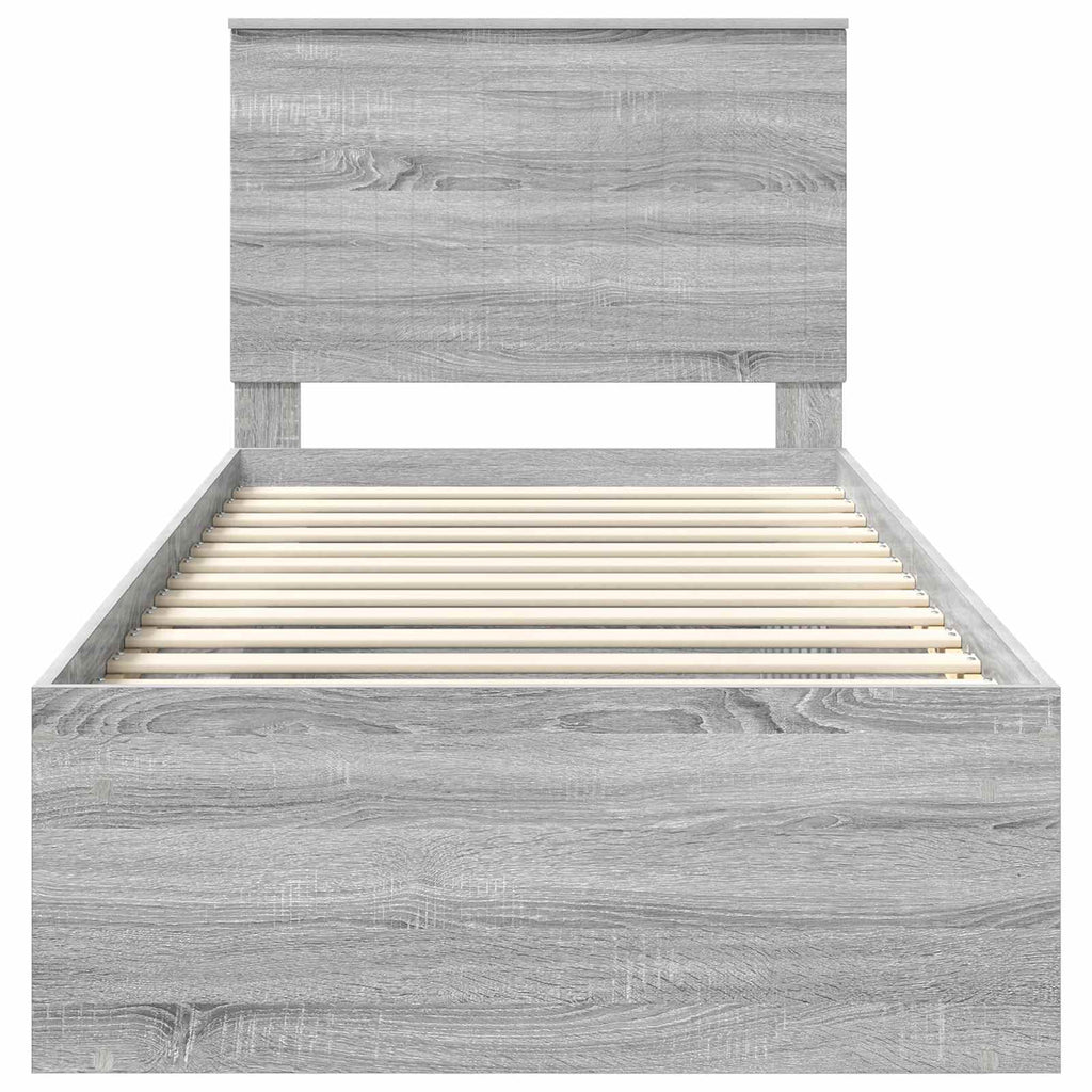 vidaXL Ramka łóżka Szary Sonoma 90 x 190 cm Lite drewno sosnowe