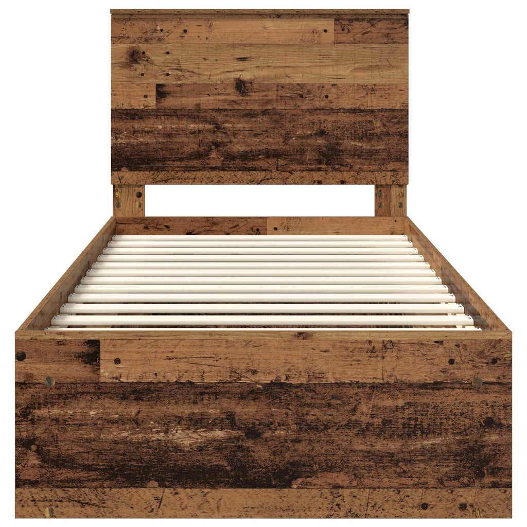 vidaXL Ramka łóżka Stare drewno 90 x 190 cm Lite drewno sosnowe