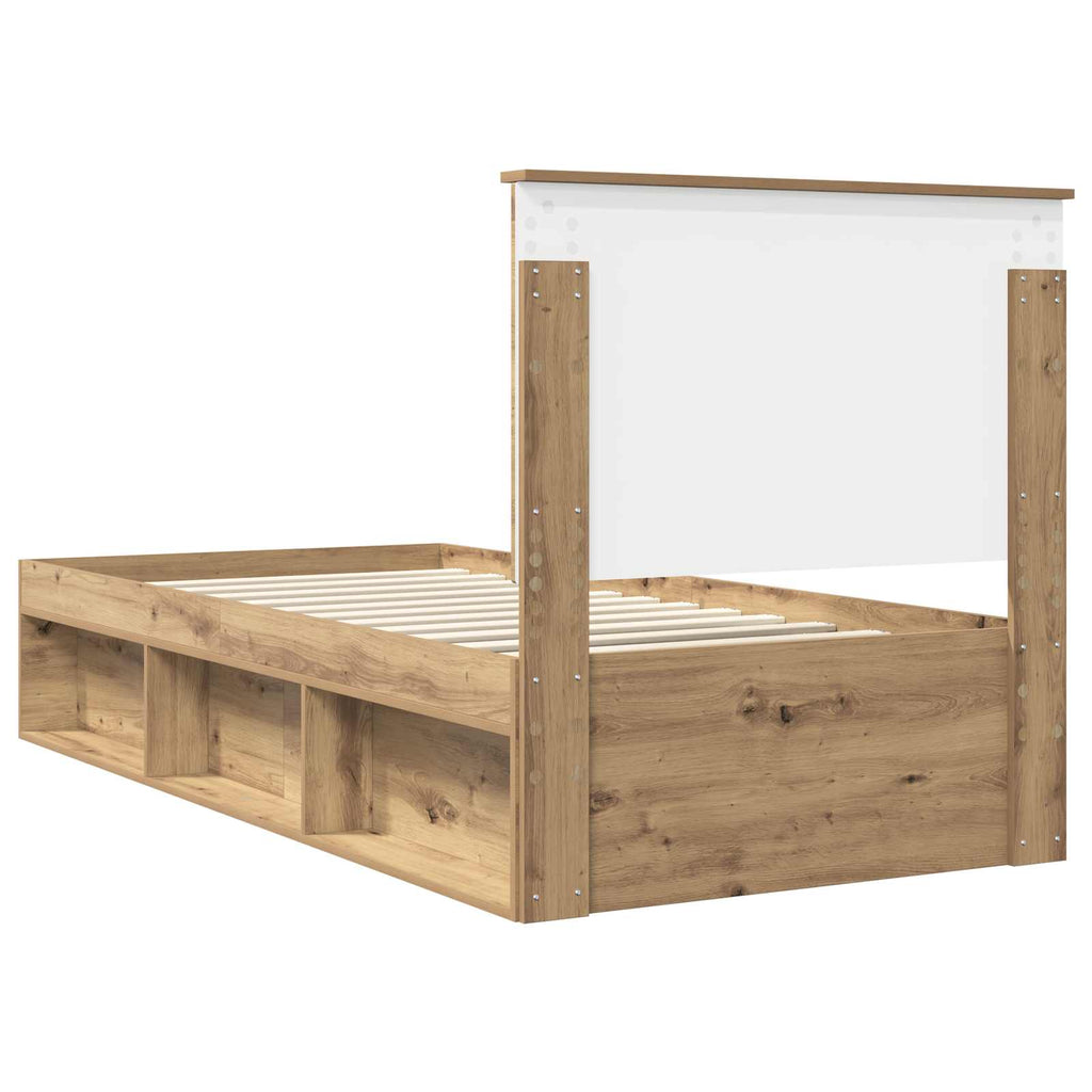 vidaXL Ramka łóżka Dąb rzemieślniczy 90 x 190 cm Lite drewno sosnowe