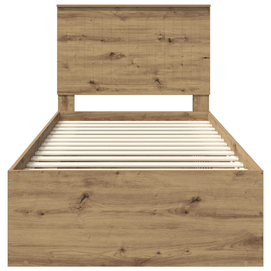 vidaXL Ramka łóżka Dąb rzemieślniczy 90 x 190 cm Lite drewno sosnowe