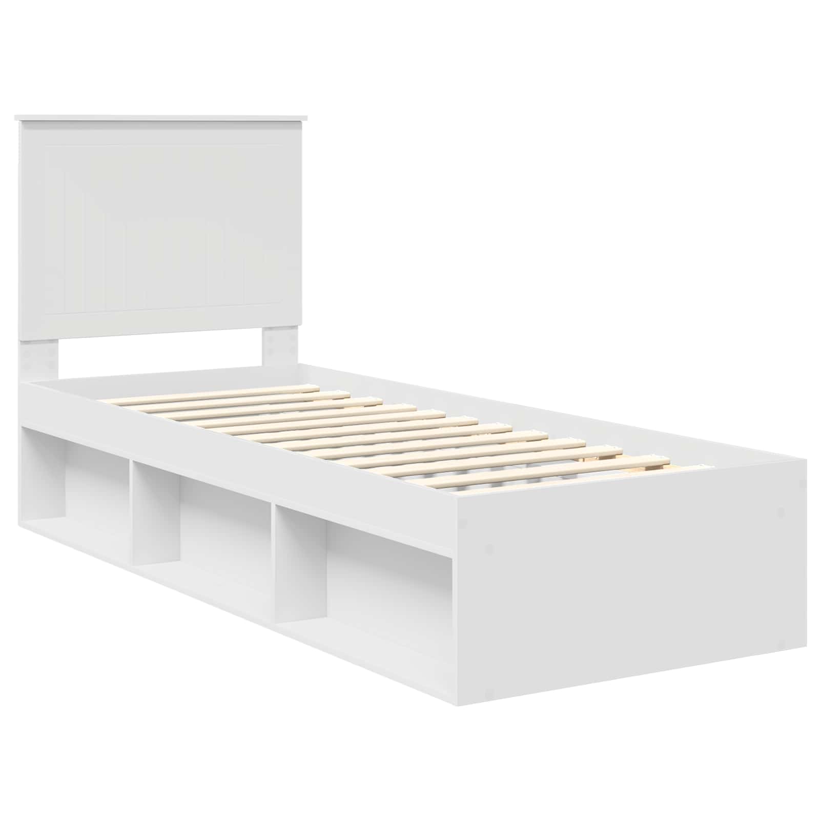 vidaXL Ramka łóżka Z zagłówkiem Biały 75 x 190 cm Lite drewno sosnowe