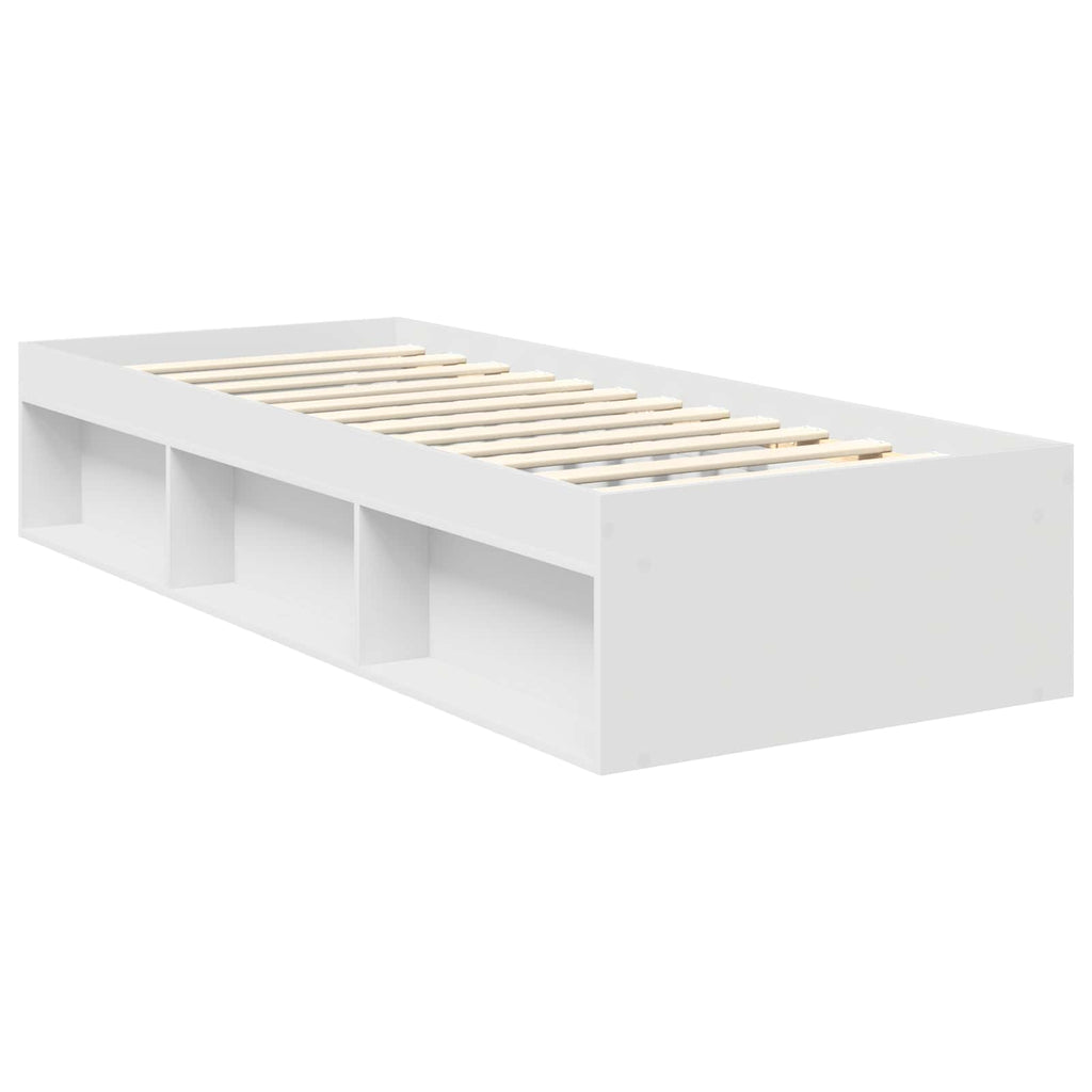 vidaXL Ramka łóżka Z zagłówkiem Biały 75 x 190 cm Lite drewno sosnowe