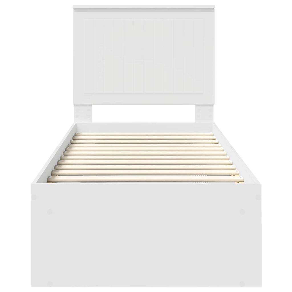 vidaXL Ramka łóżka Z zagłówkiem Biały 75 x 190 cm Lite drewno sosnowe
