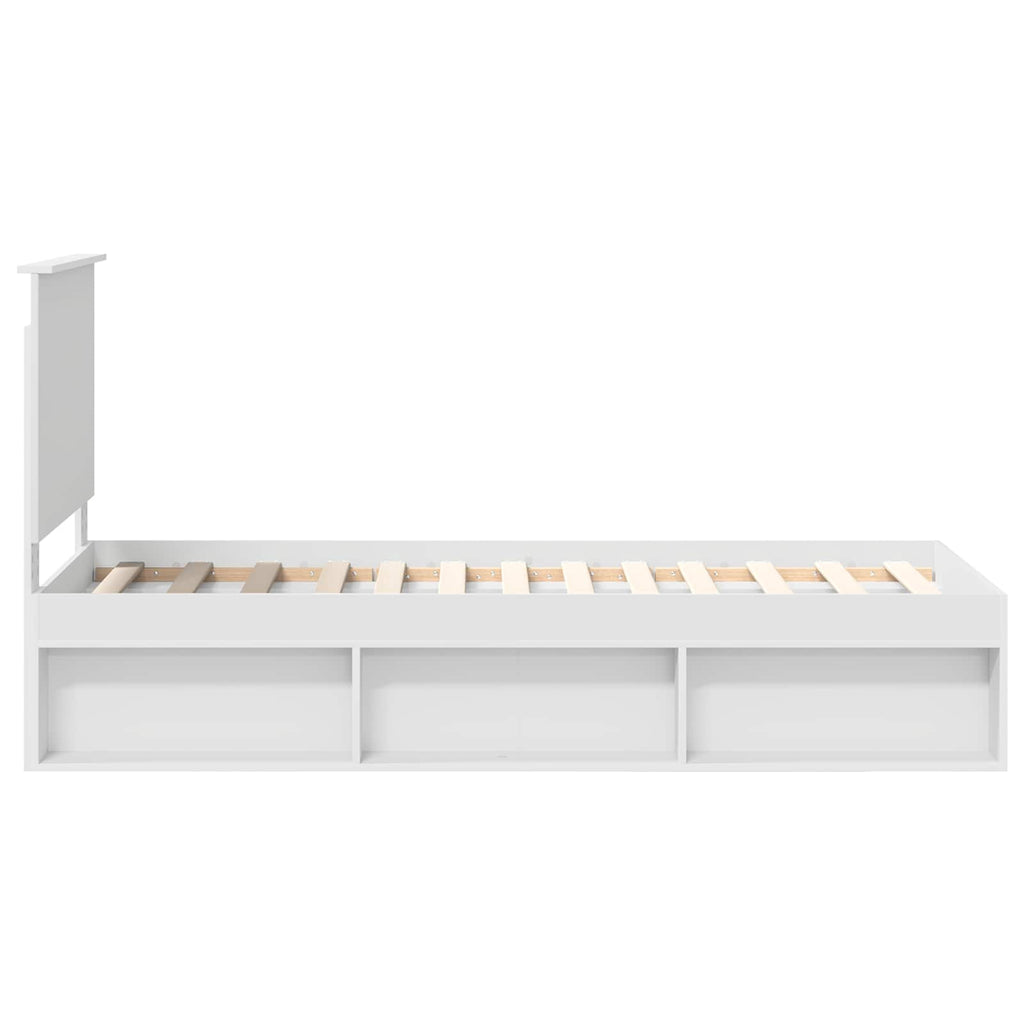 vidaXL Ramka łóżka Z zagłówkiem Biały 75 x 190 cm Lite drewno sosnowe