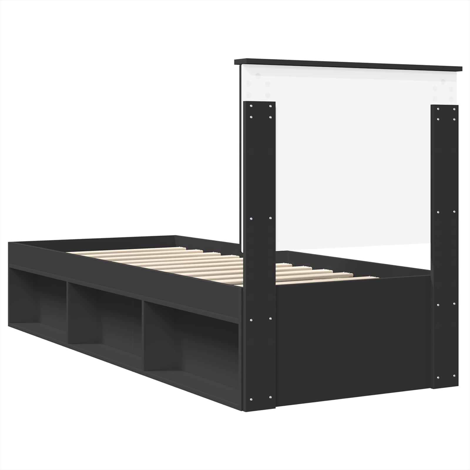 vidaXL Ramka łóżka Z zagłówkiem Czarny 75 x 190 cm Lite drewno sosnowe
