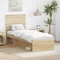 vidaXL Ramka łóżka Dąb Sonoma 75 x 190 cm Lite drewno sosnowe