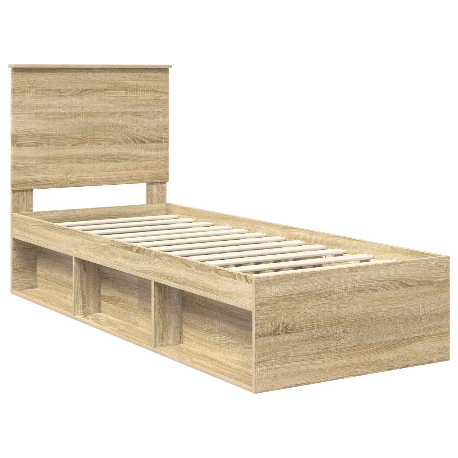 vidaXL Ramka łóżka Dąb Sonoma 75 x 190 cm Lite drewno sosnowe