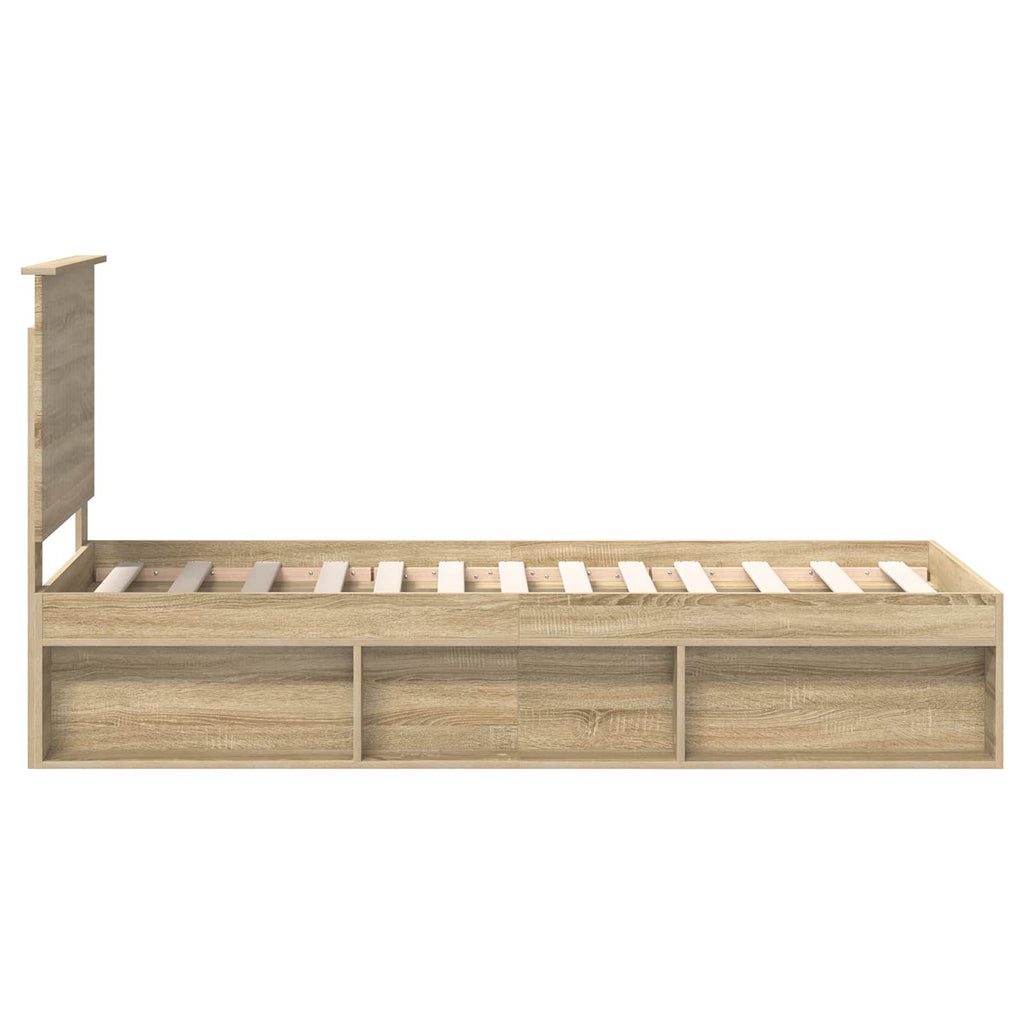 vidaXL Ramka łóżka Dąb Sonoma 75 x 190 cm Lite drewno sosnowe