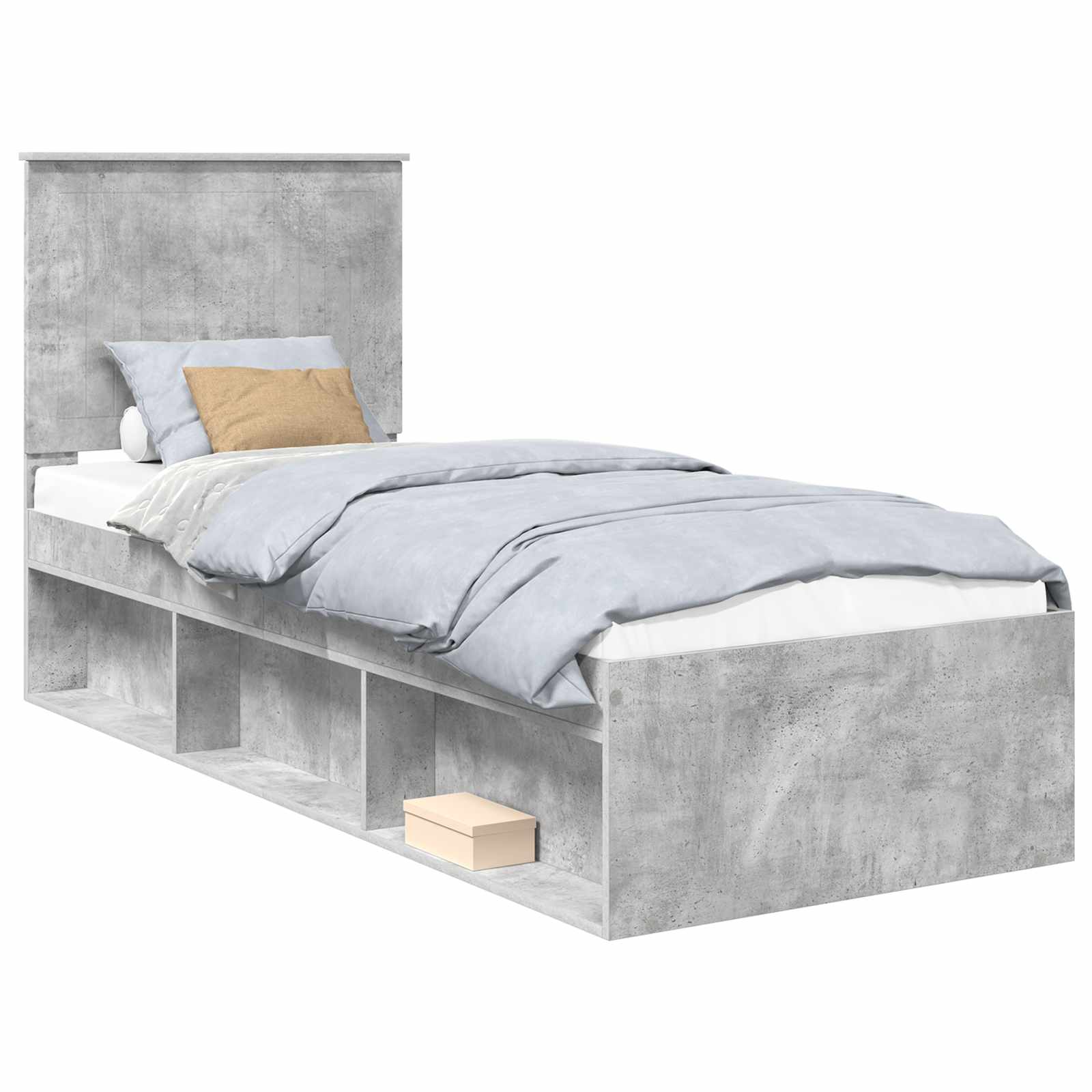 vidaXL Ramka łóżka Szary beton 75 x 190 cm Lite drewno sosnowe
