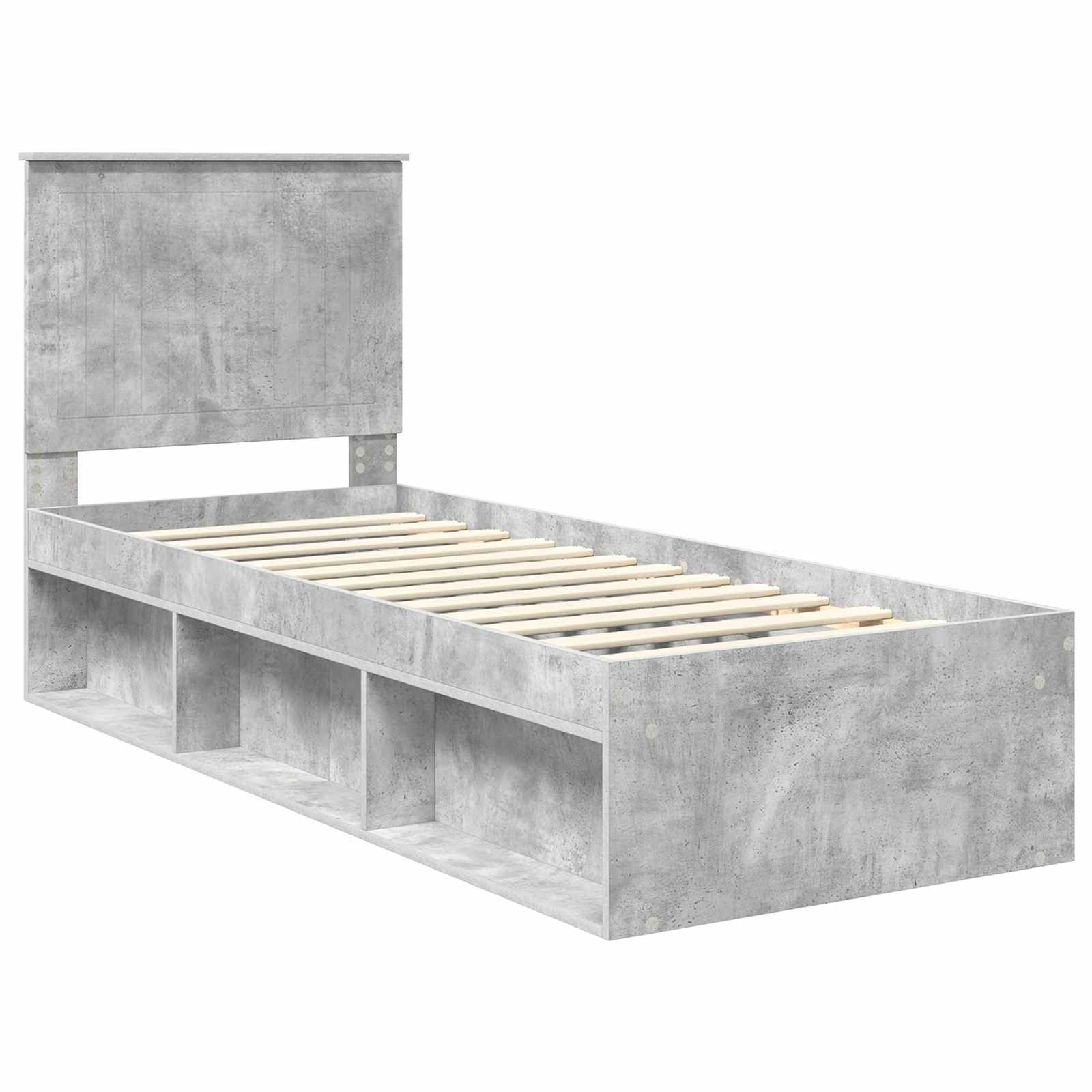 vidaXL Ramka łóżka Szary beton 75 x 190 cm Lite drewno sosnowe