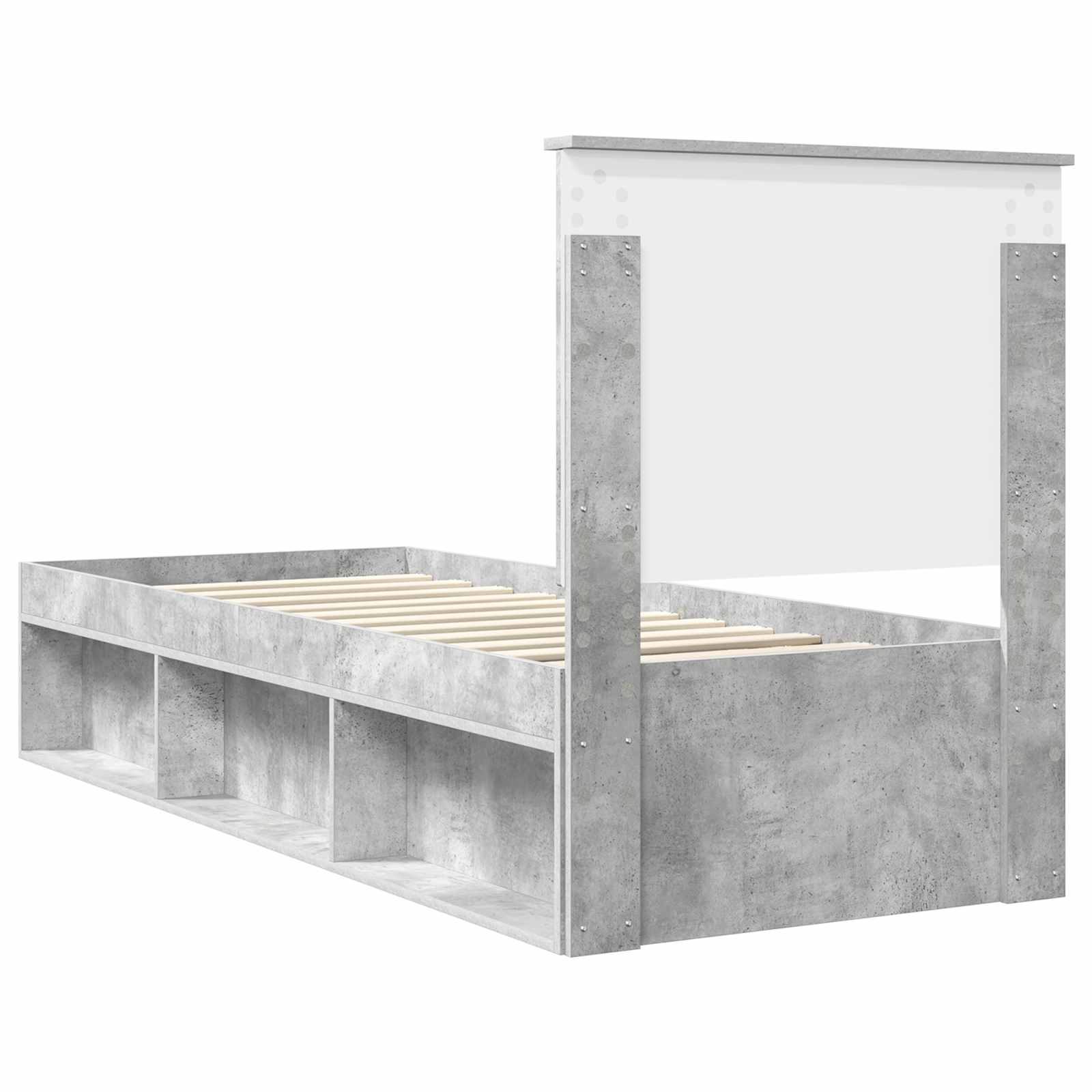 vidaXL Ramka łóżka Szary beton 75 x 190 cm Lite drewno sosnowe