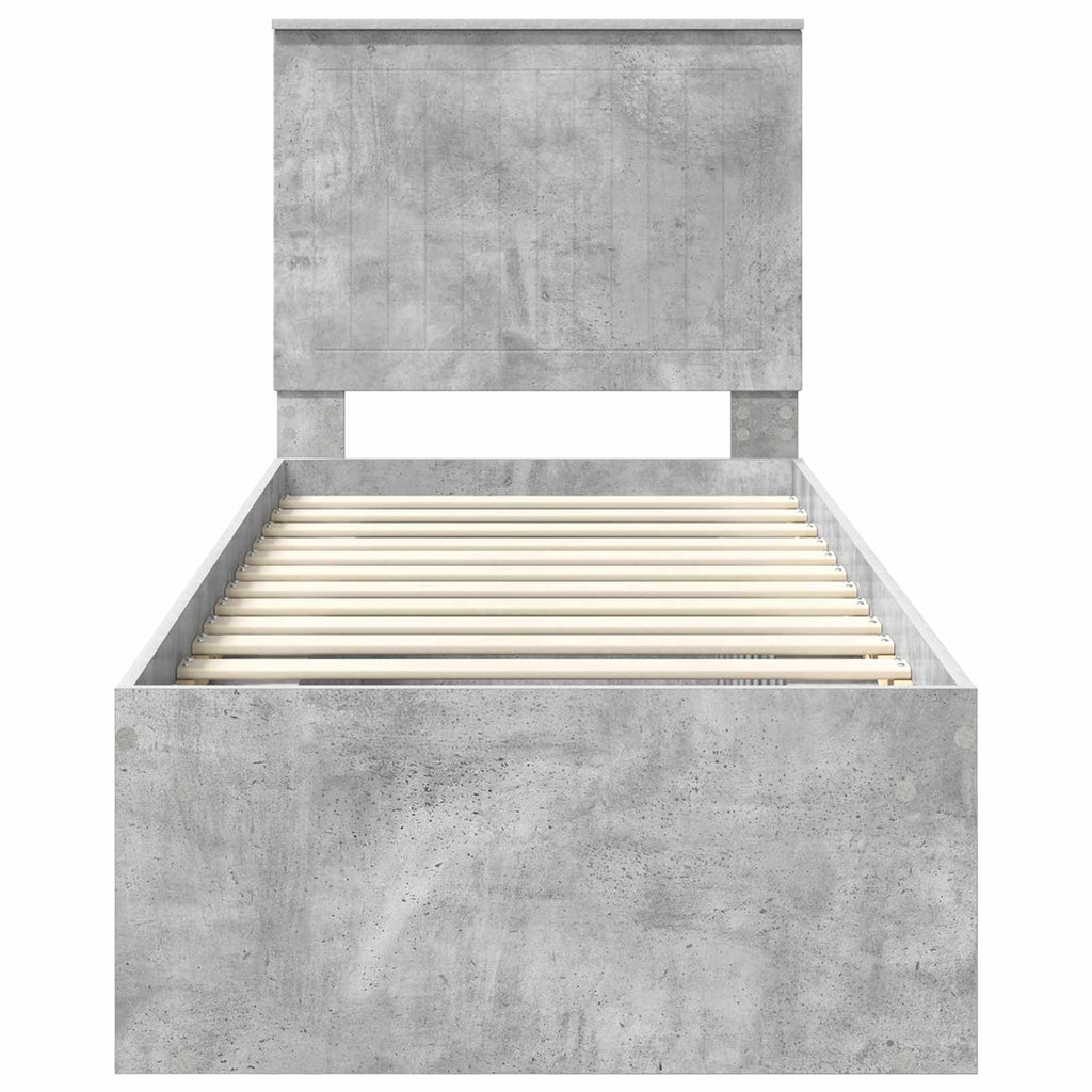 vidaXL Ramka łóżka Szary beton 75 x 190 cm Lite drewno sosnowe