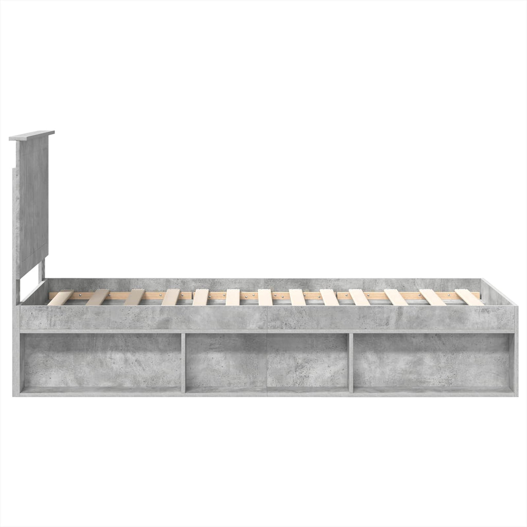 vidaXL Ramka łóżka Szary beton 75 x 190 cm Lite drewno sosnowe