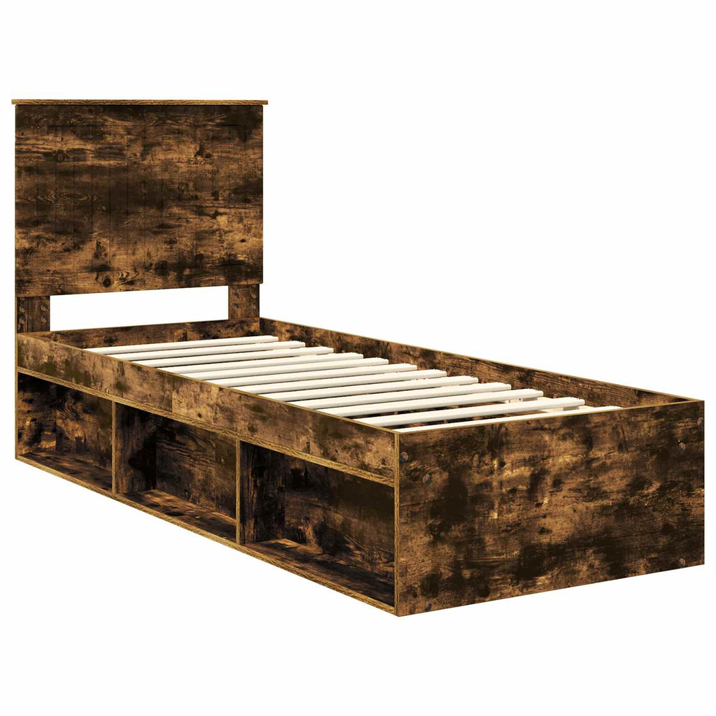 vidaXL Ramka łóżka Dąb wędzony 75 x 190 cm Lite drewno sosnowe