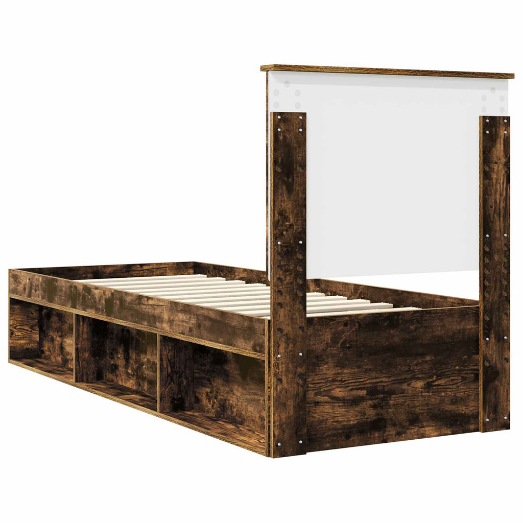 vidaXL Ramka łóżka Dąb wędzony 75 x 190 cm Lite drewno sosnowe