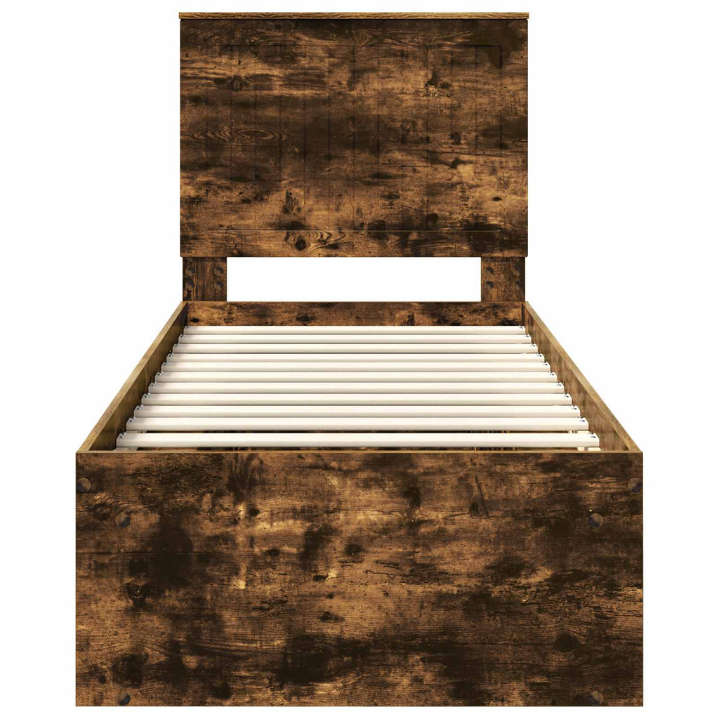 vidaXL Ramka łóżka Dąb wędzony 75 x 190 cm Lite drewno sosnowe