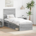 vidaXL Ramka łóżka Szary Sonoma 75 x 190 cm Lite drewno sosnowe