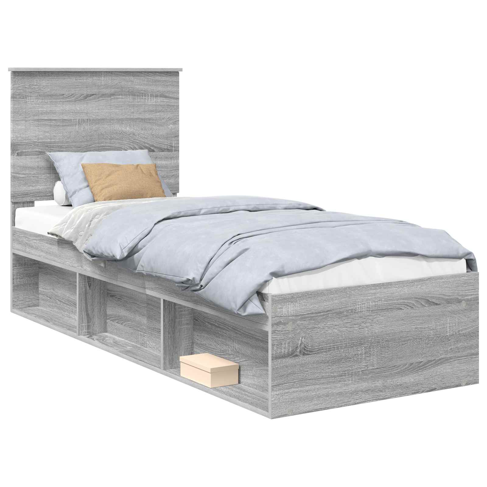 vidaXL Ramka łóżka Szary Sonoma 75 x 190 cm Lite drewno sosnowe