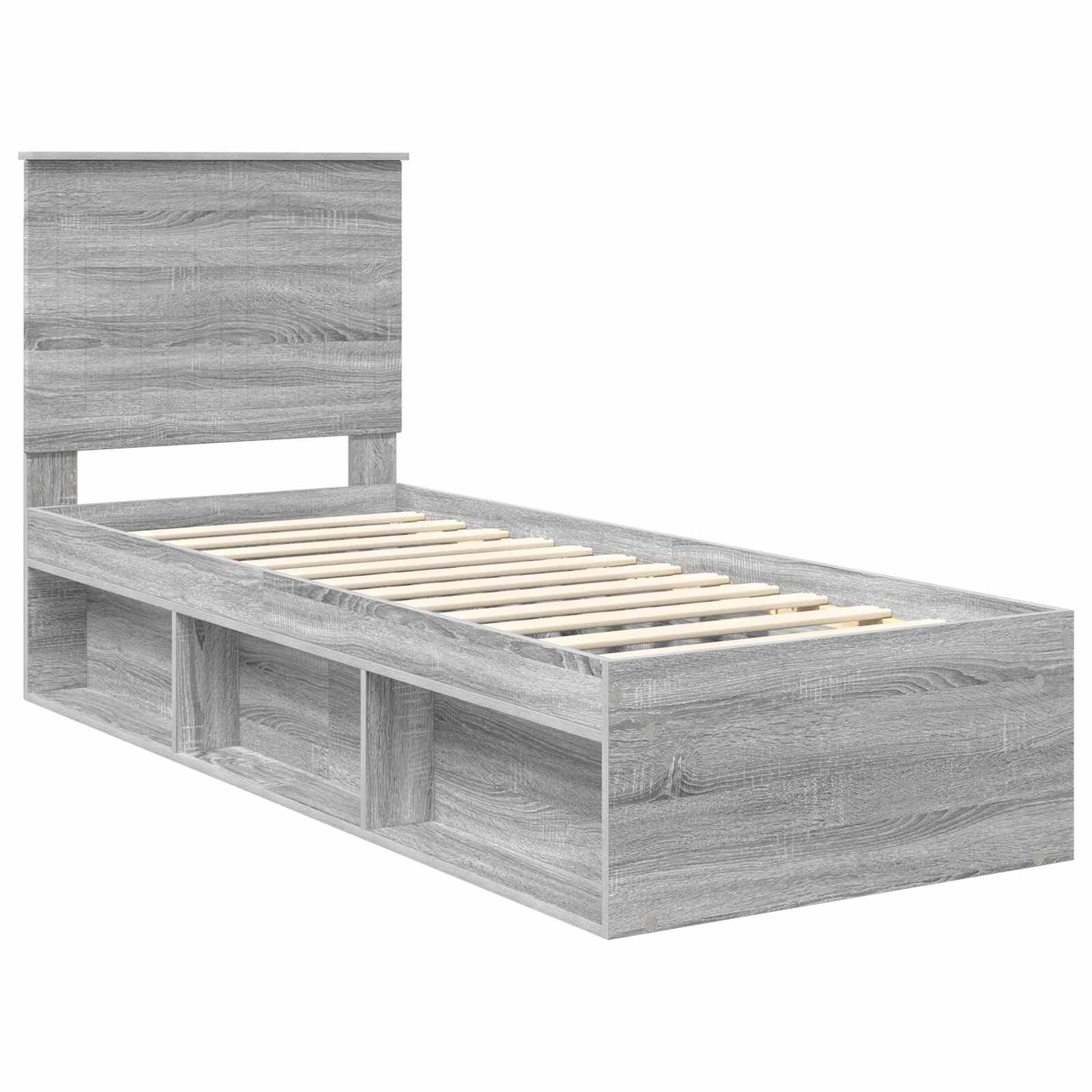 vidaXL Ramka łóżka Szary Sonoma 75 x 190 cm Lite drewno sosnowe