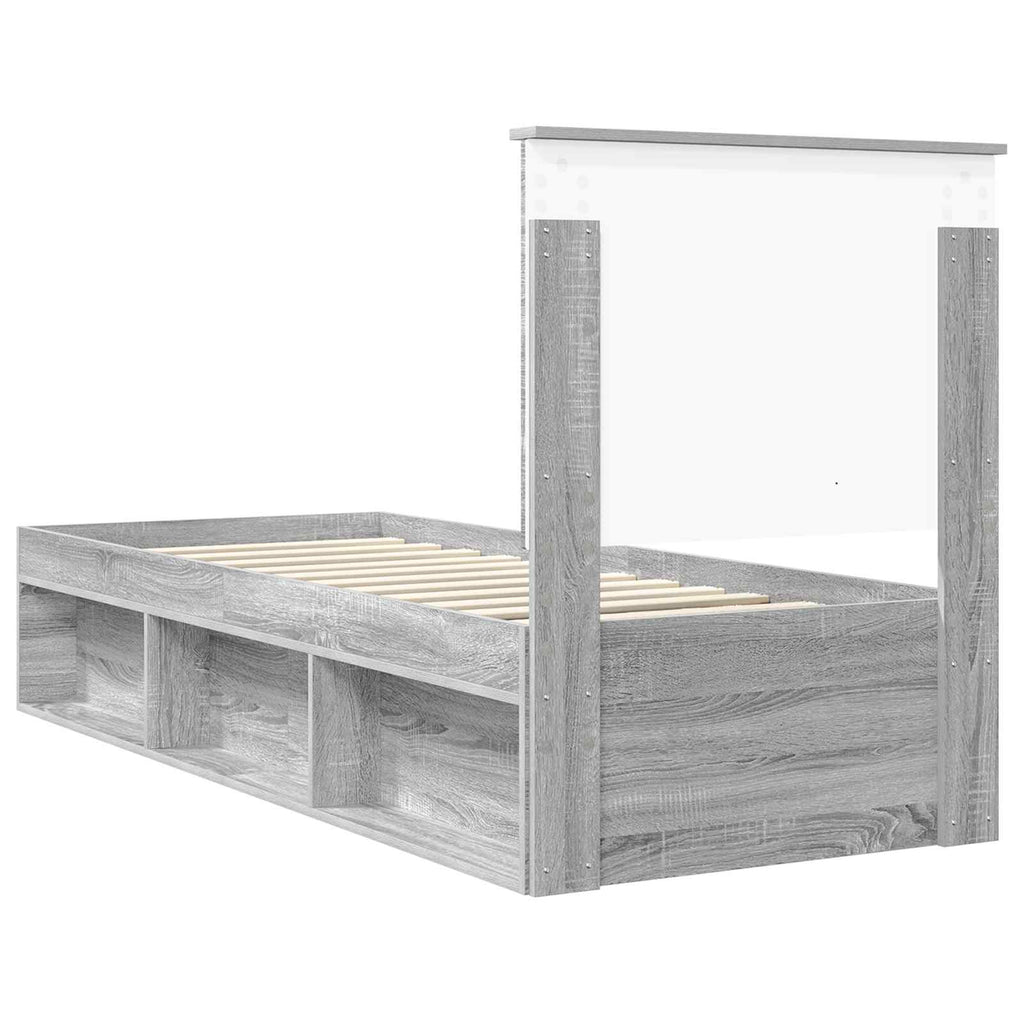 vidaXL Ramka łóżka Szary Sonoma 75 x 190 cm Lite drewno sosnowe