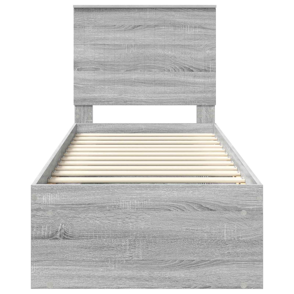 vidaXL Ramka łóżka Szary Sonoma 75 x 190 cm Lite drewno sosnowe