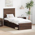 vidaXL Ramka łóżka Brązowy dąb 75 x 190 cm Lite drewno sosnowe