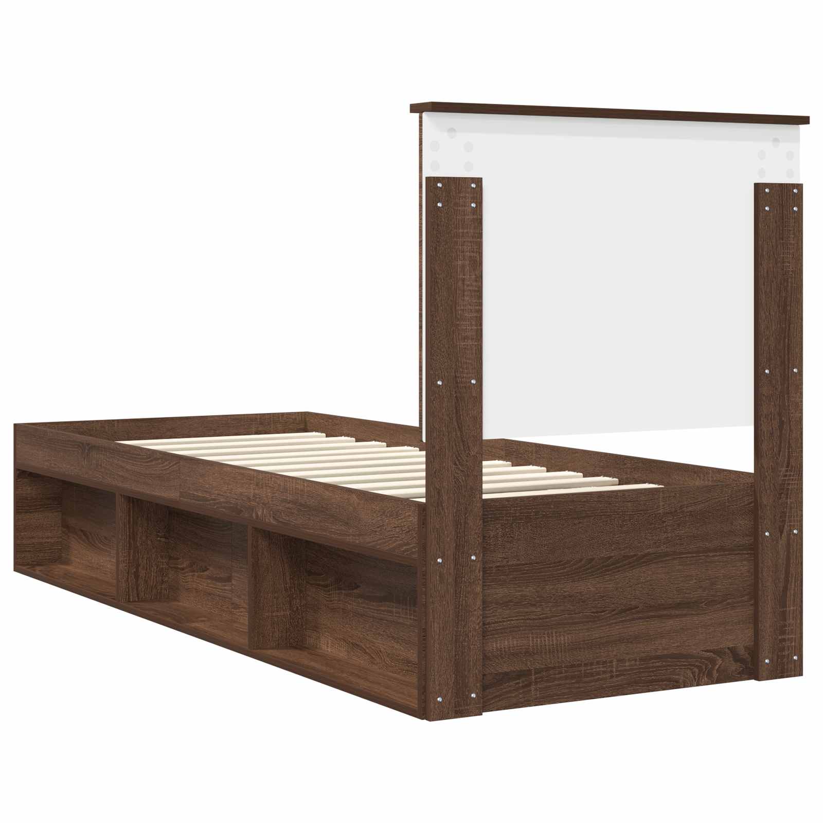 vidaXL Ramka łóżka Brązowy dąb 75 x 190 cm Lite drewno sosnowe