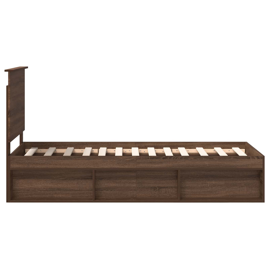 vidaXL Ramka łóżka Brązowy dąb 75 x 190 cm Lite drewno sosnowe