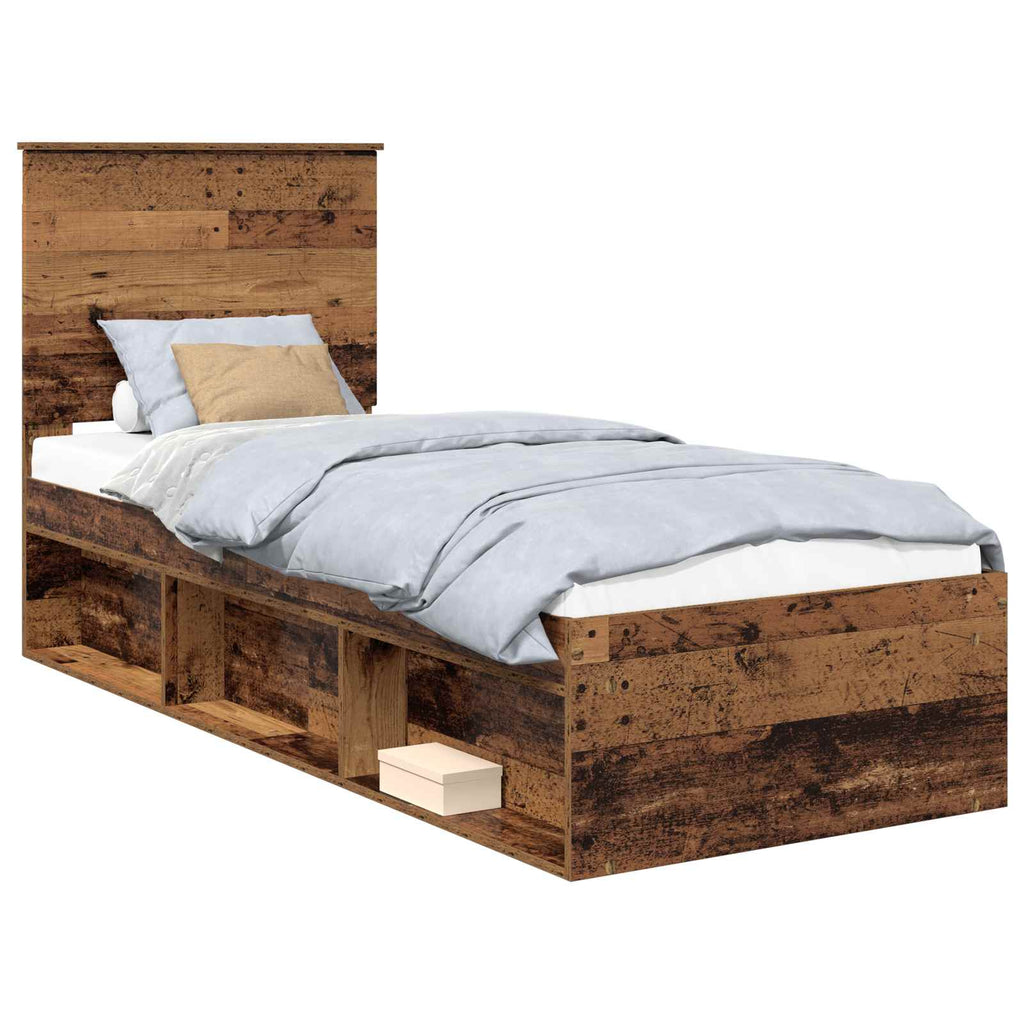 vidaXL Ramka łóżka Stare drewno 75 x 190 cm Lite drewno sosnowe