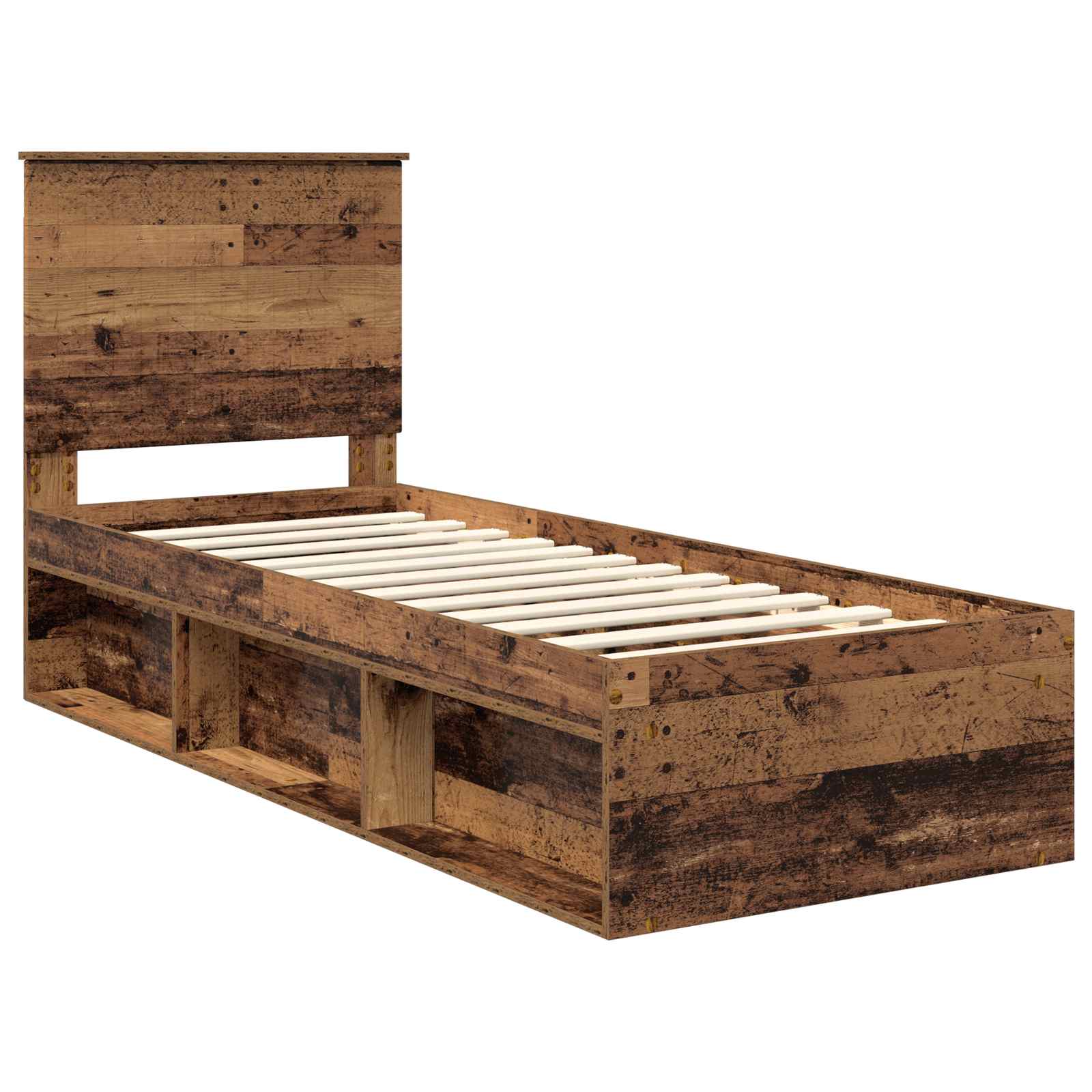 vidaXL Ramka łóżka Stare drewno 75 x 190 cm Lite drewno sosnowe