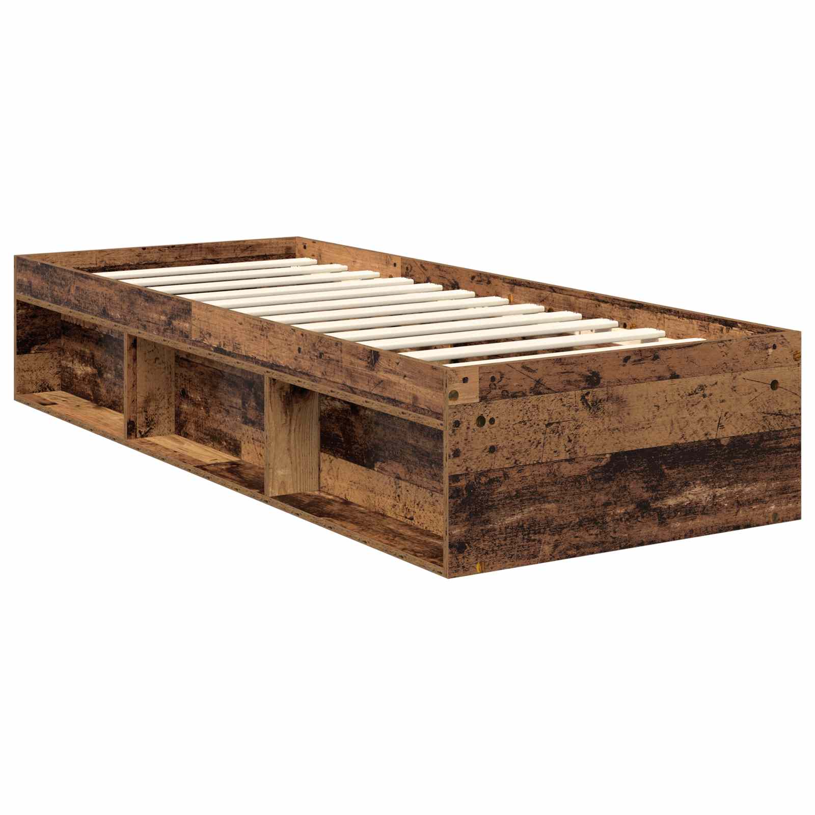 vidaXL Ramka łóżka Stare drewno 75 x 190 cm Lite drewno sosnowe